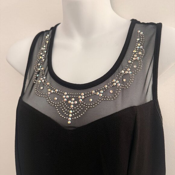 Black Iridescent Rhinestone Mesh Peplum Dress | Size L/G - Picture 7 of 8